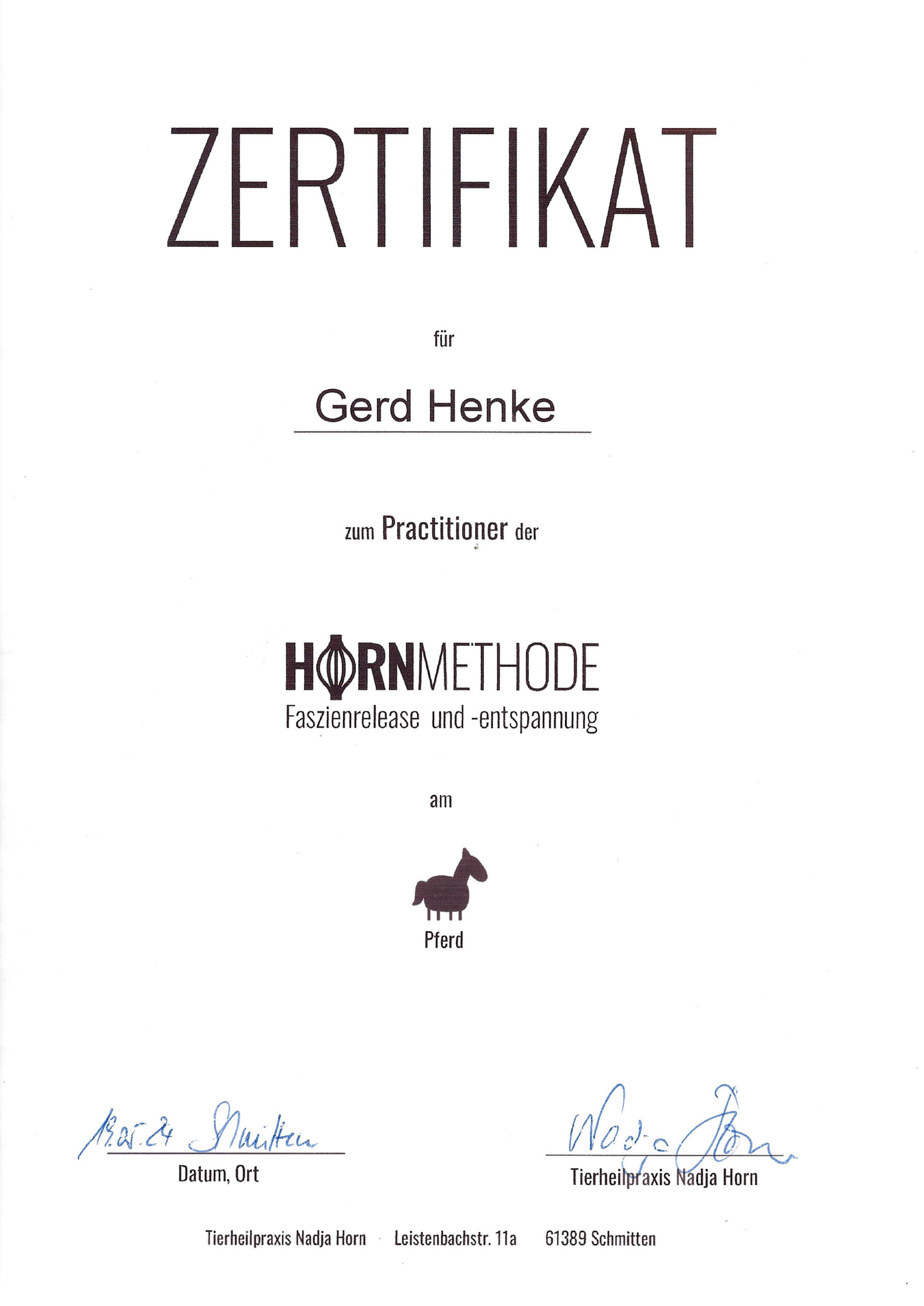Zertifikat Hornmethode - Fazienrelease und Entspannung